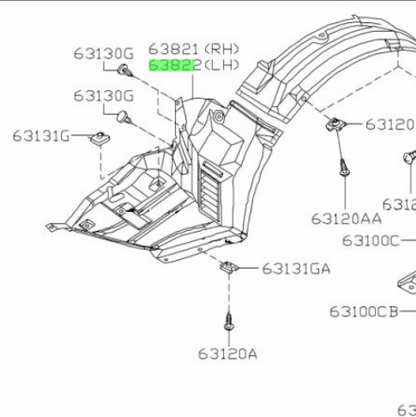 Nissan BNR34 protector assy. LH 63845-AA400