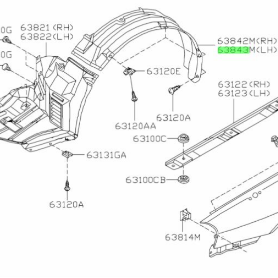 Nissan BNR34 protector front LH 63843-AA400