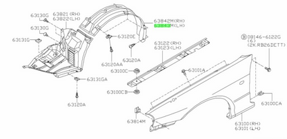 Nissan BNR34 protector front LH 63843-AA400