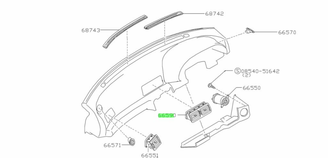 Nissan R32 ventilator assy 68750-01U00