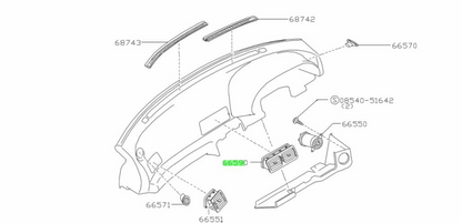 Nissan R32 ventilator assy 68750-01U00