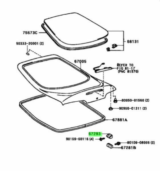 Toyota A80 cushion back door 67293-14051