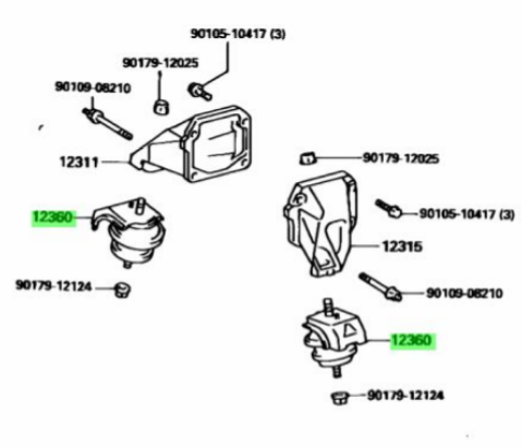 Toyota X90 X100 front engine mount 12360-46122