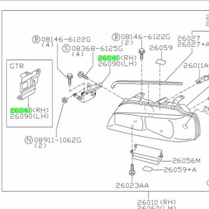 Nissan BNR34 bracket RH 26040-AA300