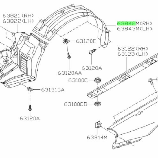 Nissan BNR34 protector front RH 63842-AA400