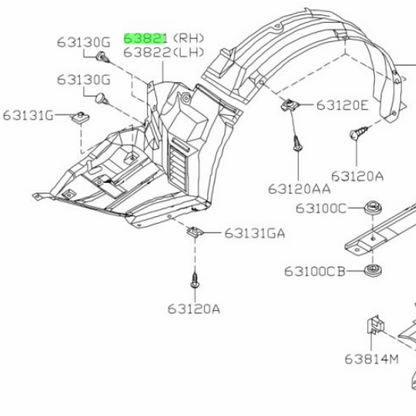 Nissan BNR34 protector assy. RH 63844-AA400