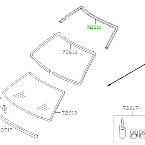 Nissan R34 windshield molding 72752-AA010